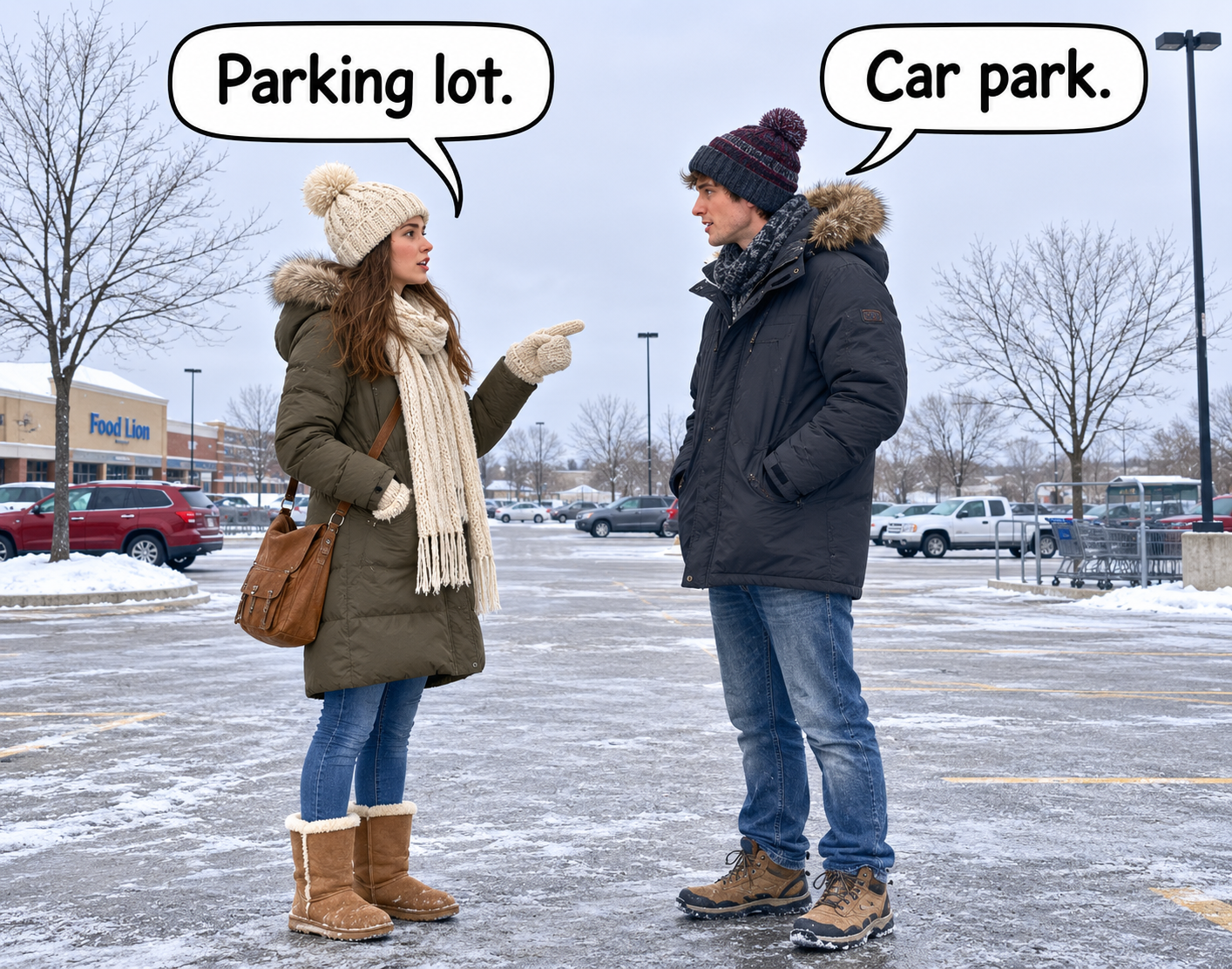 Their argument could be heard across the parking lot.