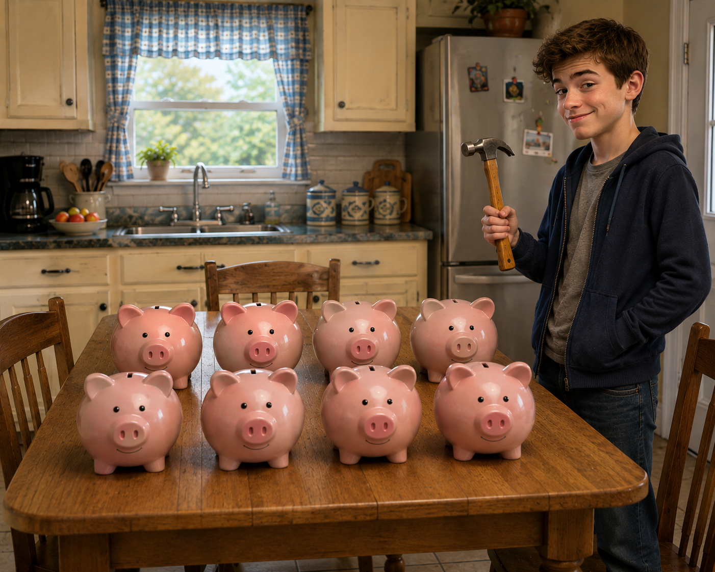 I can’t believe this is the eighth time I’m smashing open my piggy bank on the same day