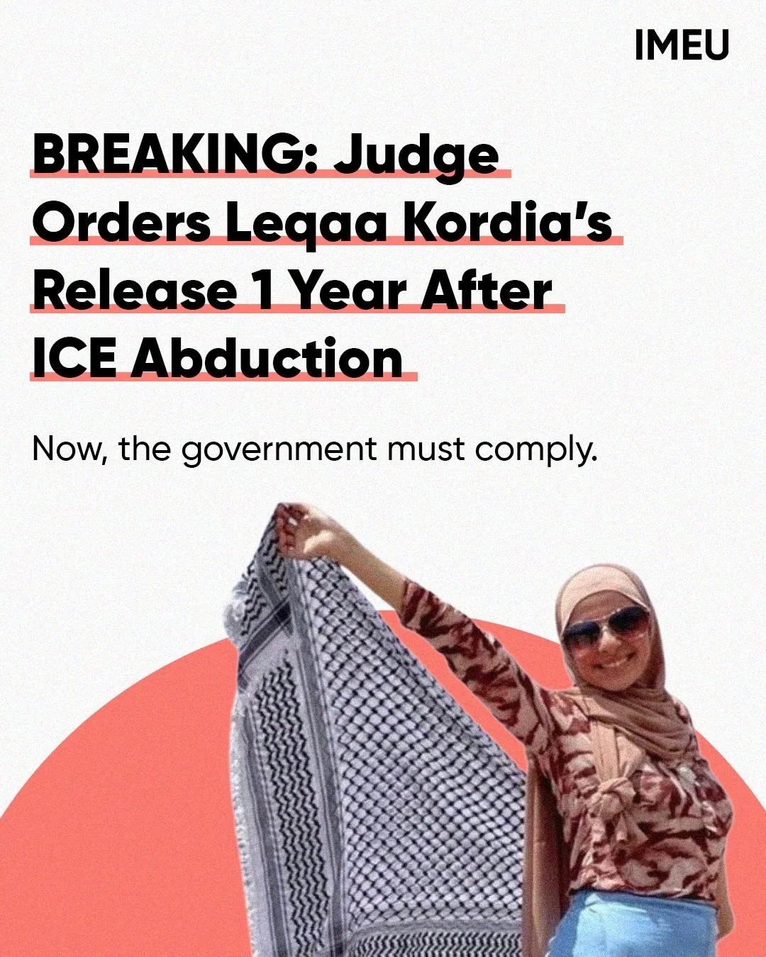 For the third time, a court has ordered the release of Leqaa Kordia, who has been in ICE detention for a year. 

🚨ACT NOW: Tell your Members of Congress to call for the immediate release of Leqaa at mpoweraction.org/freeleqaa. 

Repost from @theimeu