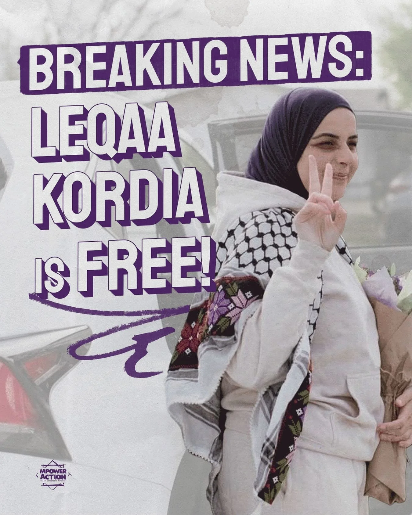 BREAKING! After more than a year in ICE detention, Leqaa Kordia is FREE. We could not be happier for Leqaa and her family, and as a Muslim organization, we know that for Leqaa to be released before Eid is a blessing.

THANK YOU! This victory belongs 