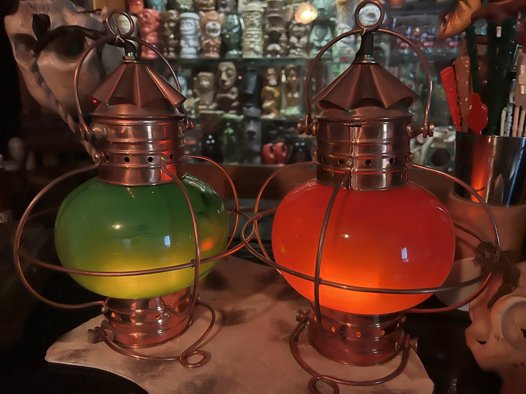 Port and Starboard Copper Onion Lamps