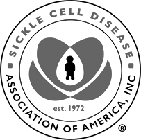 Logo of the Sickle Cell Disease Association of America, Inc., featuring a stylized image of a child inside a double helix with a circular border containing the organization's name and established date 1972.