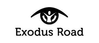Logo of Exodus Road with an eye and stylized person inside, and the text 'Exodus Road' below.