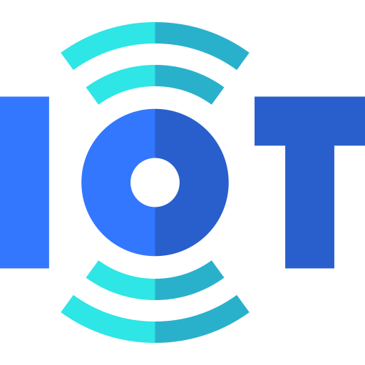"IoT" text with wireless signal icon