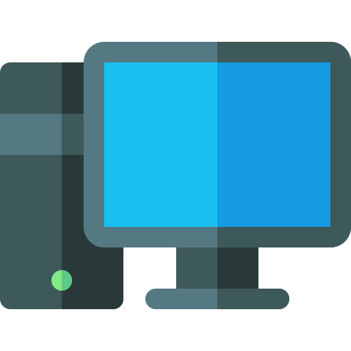 Computer desktop icon with monitor and tower