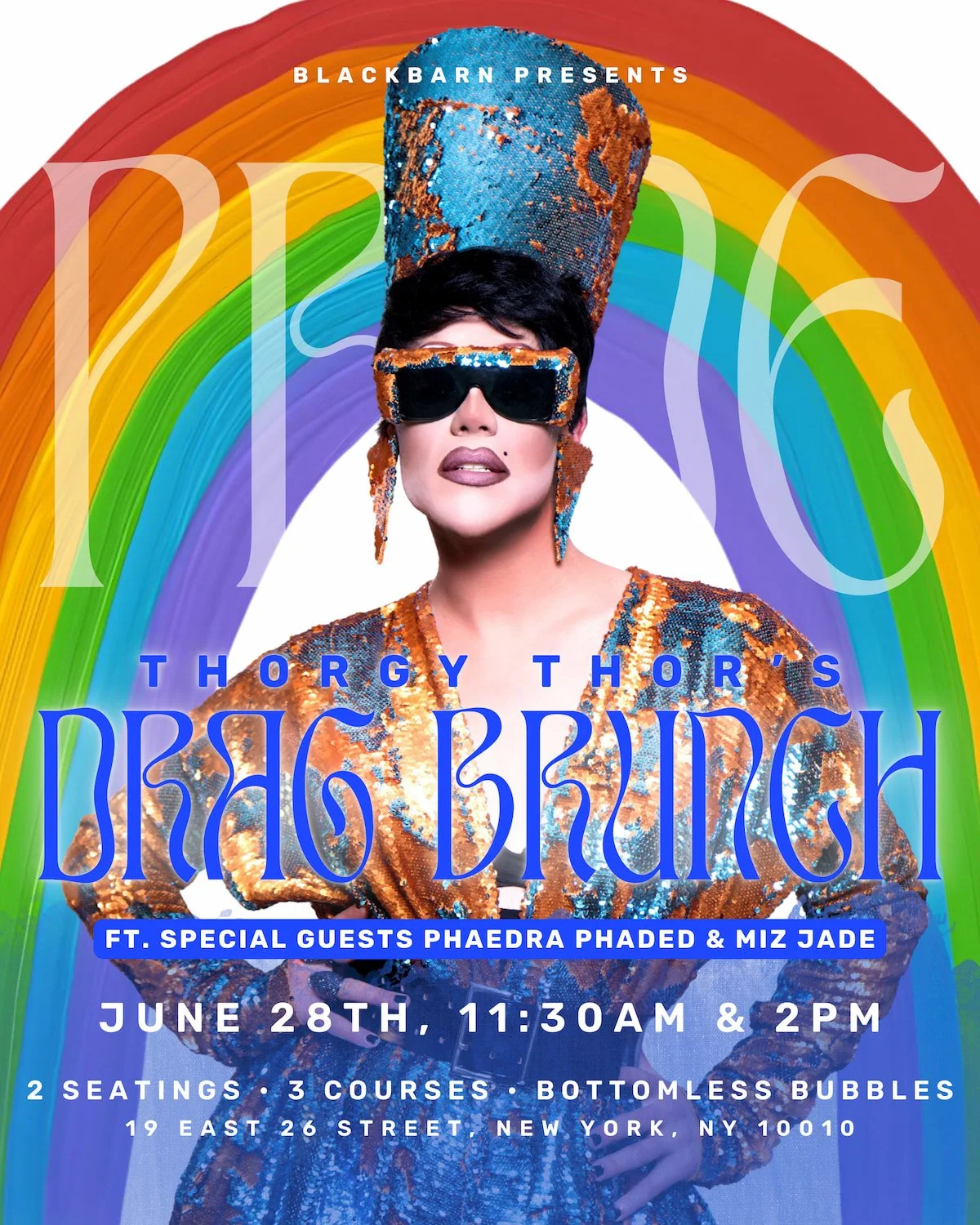 THORGY THOR x BLACKBARN Pride March Drag Brunch 2026 Flyer