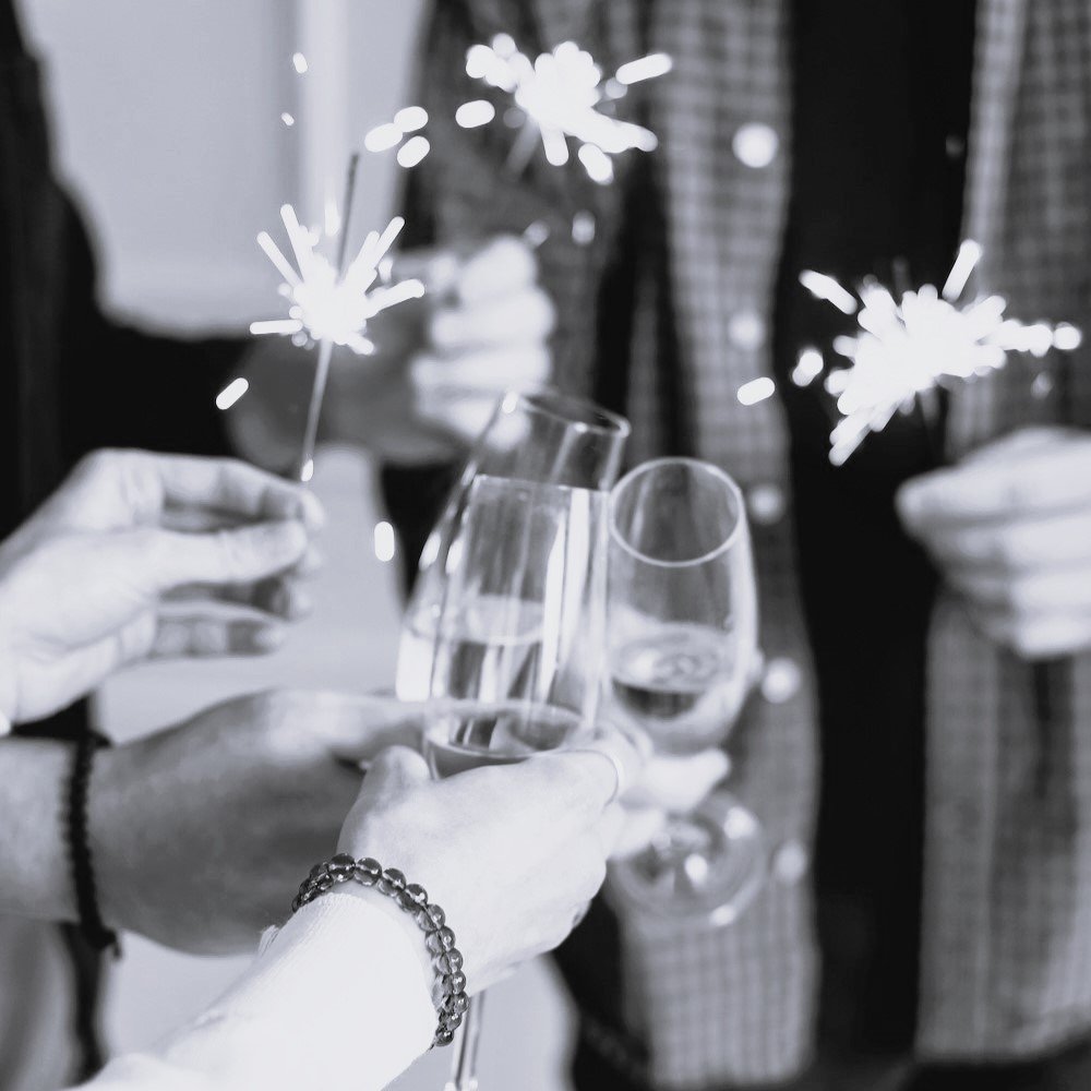 Champagne Cheers with Sparklers BW.jpg