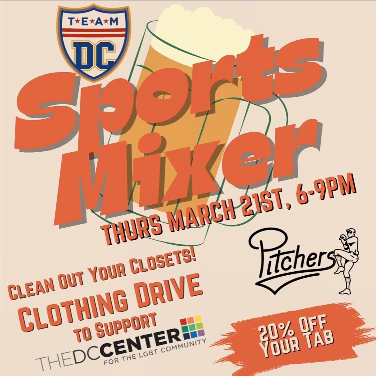 Hi FTSC Fam! 👋🏽 Let&rsquo;s go mingle with @teamdcsports and a variety of LGBTQ+ sports teams at their 2024 Sports Mixer! ⚽️🏀🏈⚾️🥎🎾🏐🏓🏸🥍 The event will be at @pitchersdc and if you wear your team&rsquo;s Jersey/shirt/hat you will get 20% off 