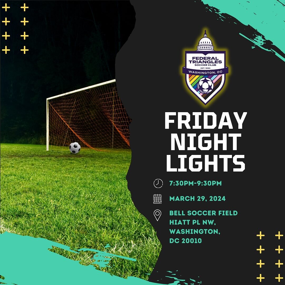 The March soccer festivities continue with our Friday Night Lights! 👏🏽 Join FTSC&rsquo;s monthly all-gender, open-skill, under-the-lights scrimmage. ⚽️✨Balls are provided, so bring your cleats, shinguards, water bottle, and a light/dark shirt to so