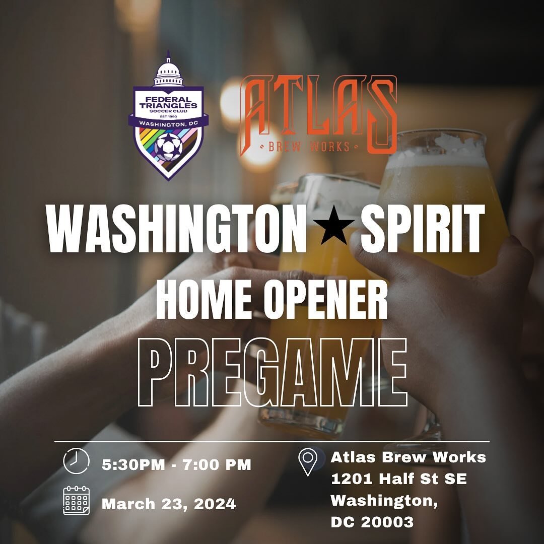 Hola FTSC Fam! 👋🏽 Let&rsquo;s head to @atlasbrewworks for a PREGAME to the Washington ⭐️ Spirit home opener game! ⚽️🔥 Afterwards we will walk over to the Audi Field to watch the game! 🍻🍔🍛

Tickets Note: If you participated in the District Sport