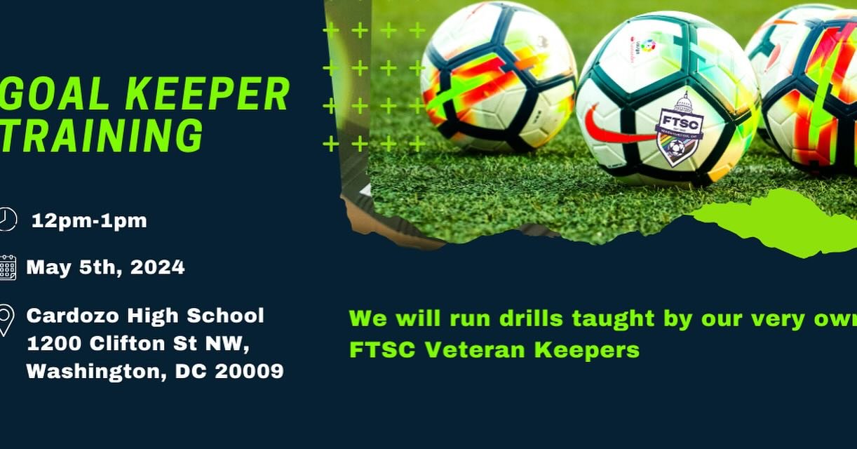Come join our GOAL KEEPER TRAINING SESSION!! New to goal keeping? Never tried but want to learn? JOIN US May 5th at Cardozo High school ⚽️🏳️&zwj;🌈⚽️