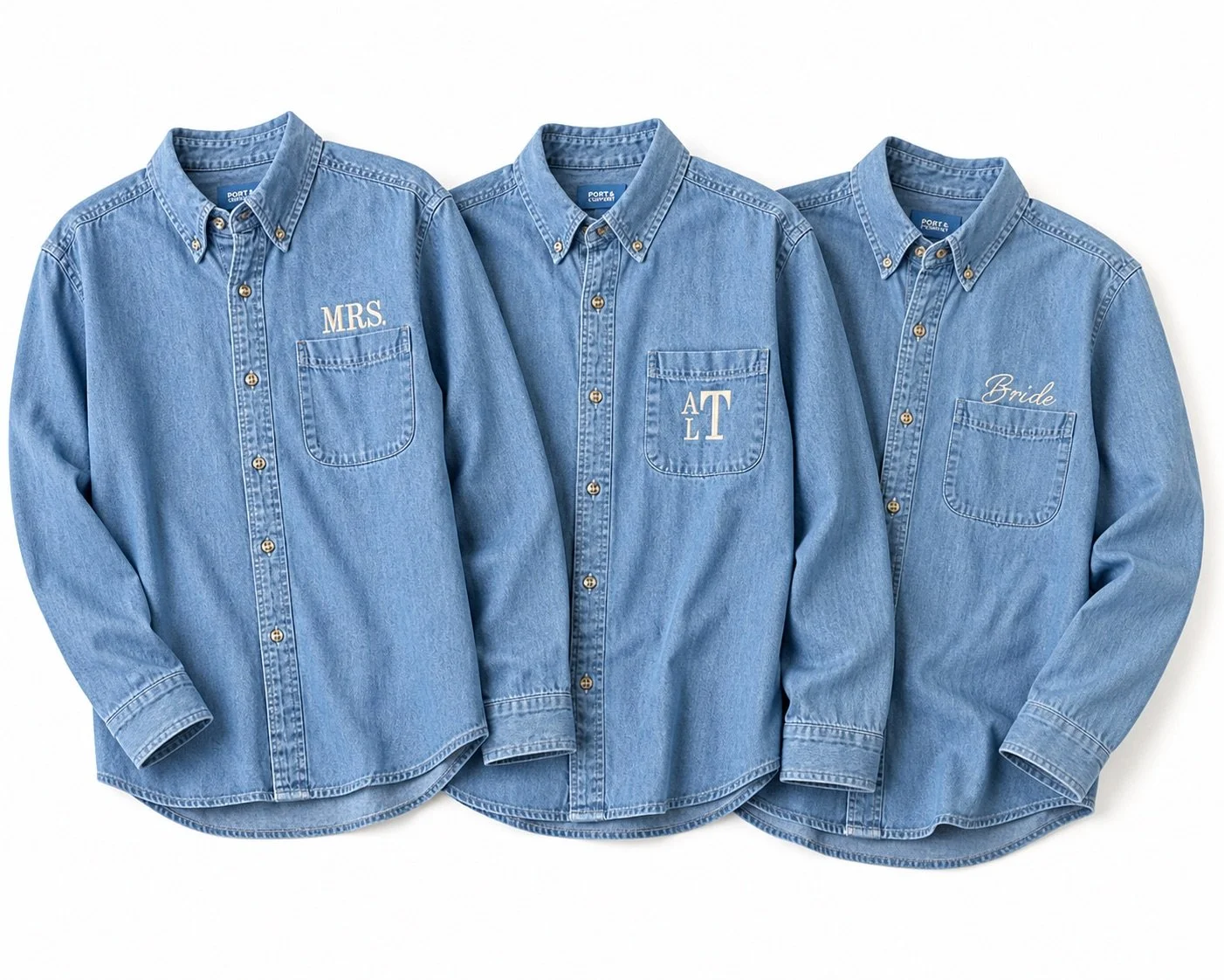 Denim Embroidered Monogram Shirt