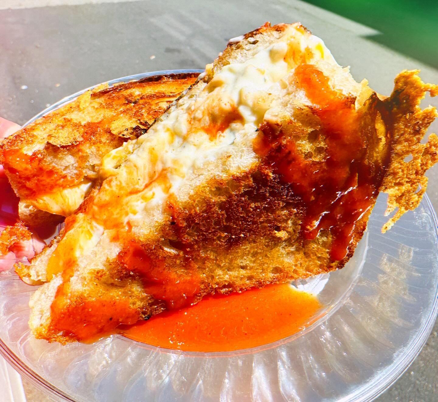 Famous Grill Chee w Blue Cheese Mayo and hot sauce. Because Chef gotsta EAT too, ya know. 
#roguecreamerysmokyblue #philippesbread #franks #feedhangryteens #happyluncheonette #happychef #grillchee #comfortfood #downtownmedford #feelslikesummer