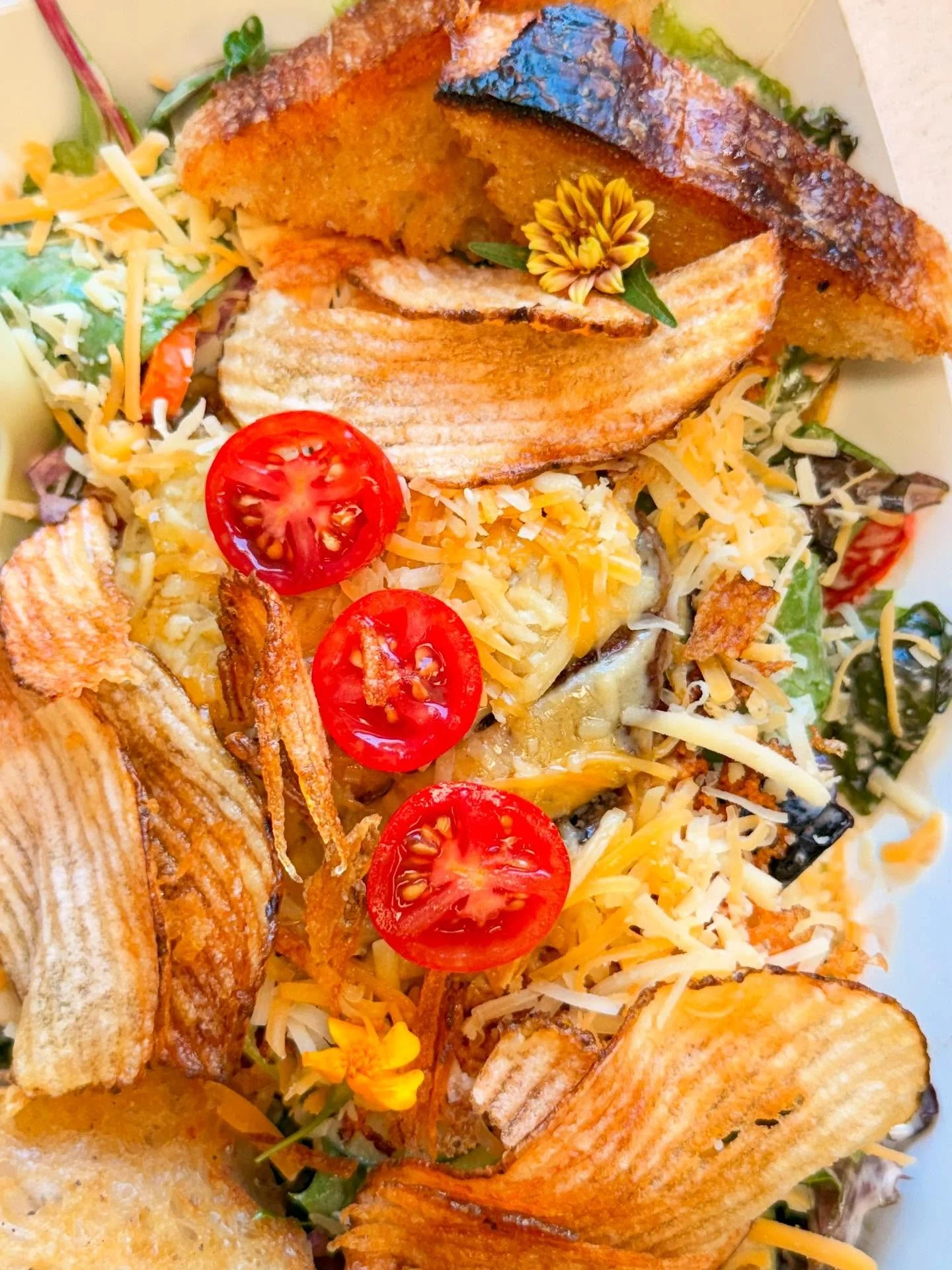 YES YOU CAN have fresh potato chips on your salad. #cheeseburgersalad