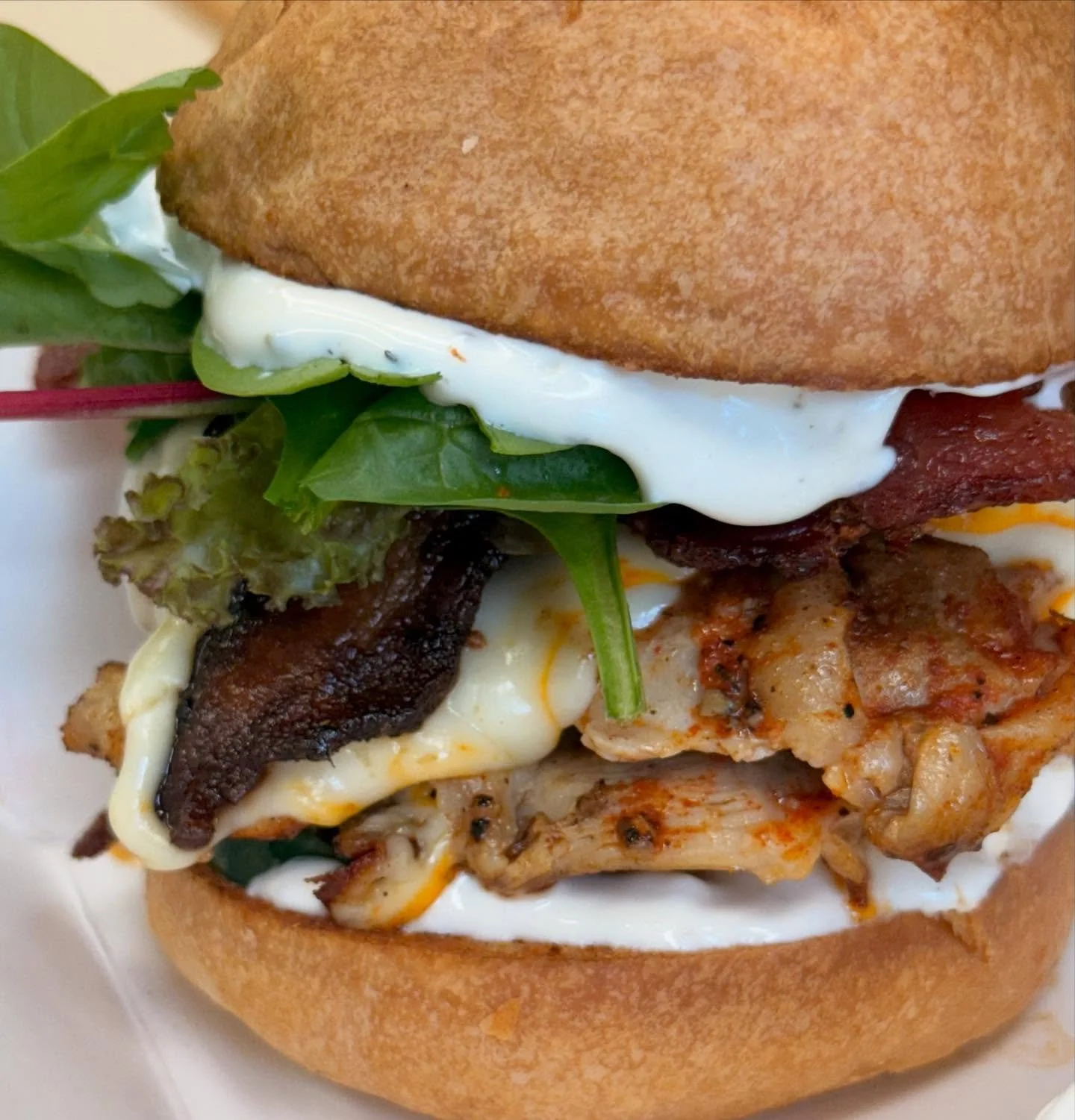 Our Smoked Chicken Sandwich w Bacon. 
😎👏