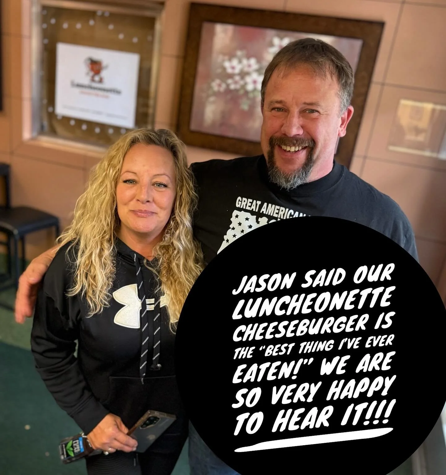 Always feels AMAZING to make someone&rsquo;s day! We are happy to be able to feed you the good stuff. Thank you Jason and Tamara for stopping by today!! #telltwopeople #local #organic #delicious #happypeople #happyluncheonette