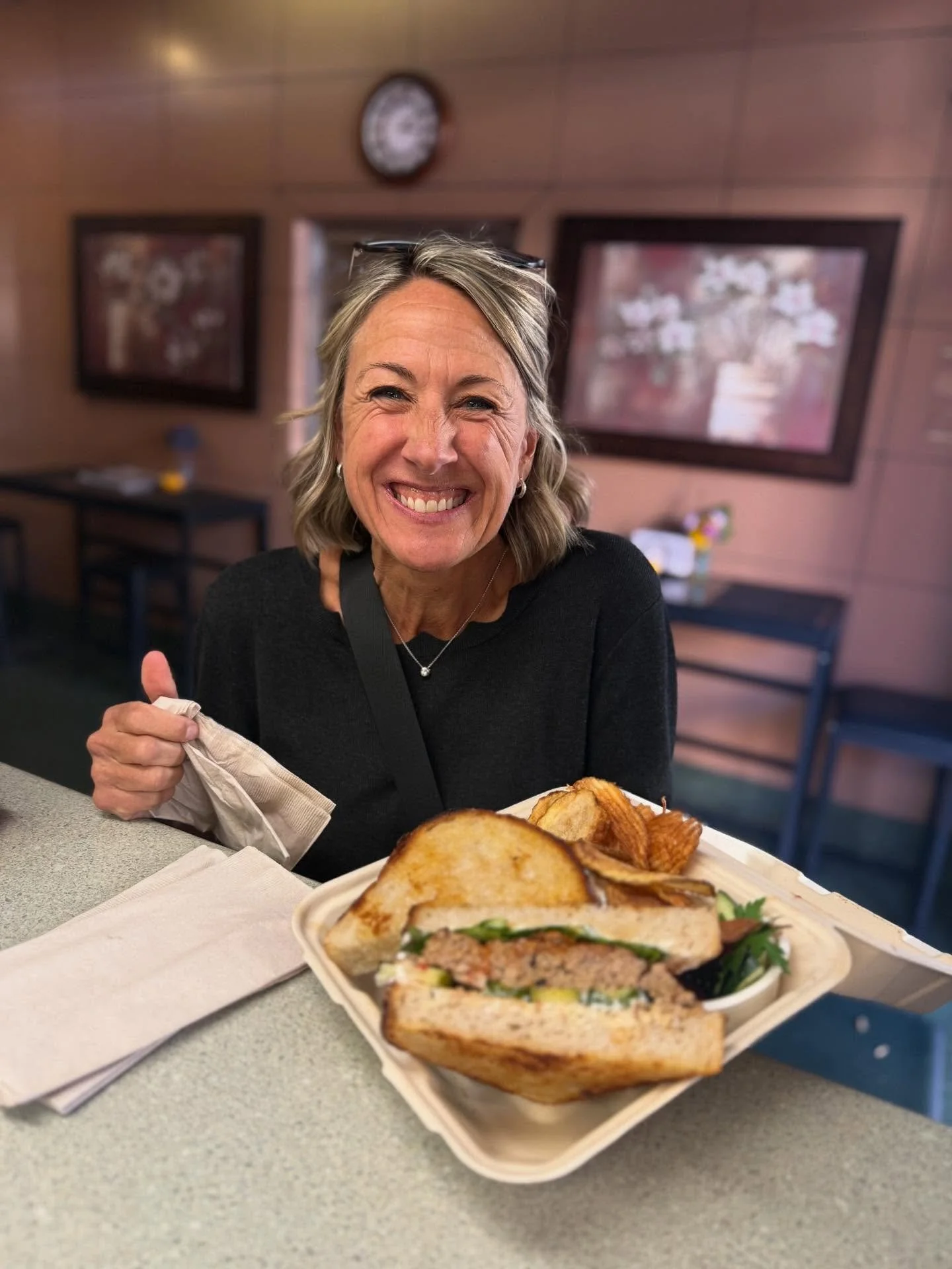 Annie has been soooo patient waiting for her Luncheonette Meatloaf Sandwich. We are super duper happy to feed her!! #downtownmedford #downtownmedfordassociation #meatloafseasonishere #feedthepeople #local #organic #delicious