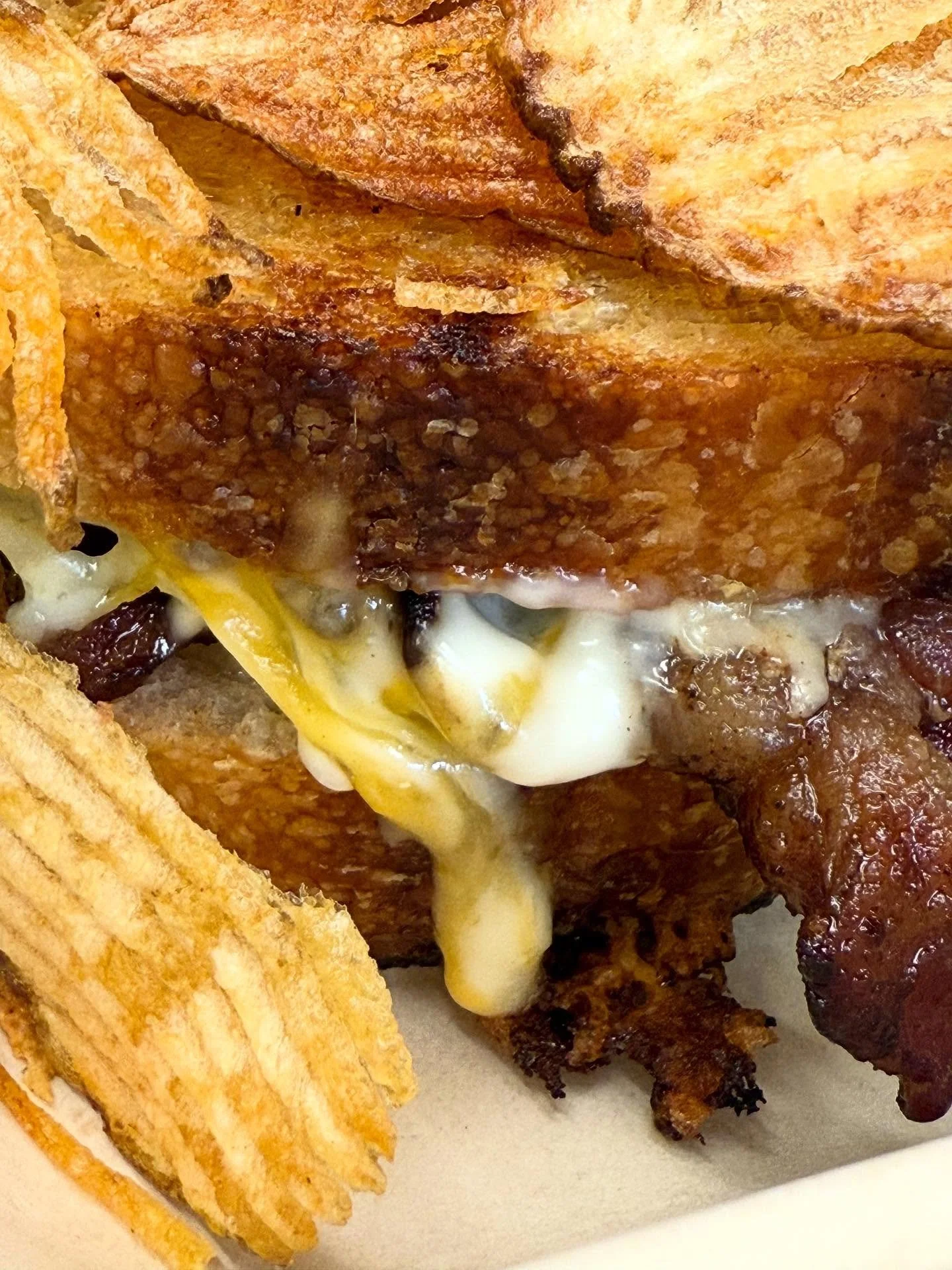 Our Famous Grill Chee w Blue Chee Mayo and That Good Bacon from Cherry St. for Molly. We ❤️our REGULARS!! Thank you, thank you, thank you! 😊