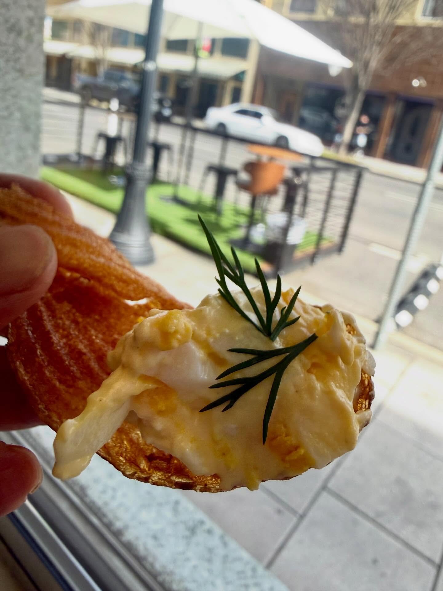 When your Egg Salad squishes out the side of your sandwich, you eat it with your hand sliced potato chips. #weplanneditthatway #shesfreshsofreshexciting #sonice #locallysourcedorganic #delicious