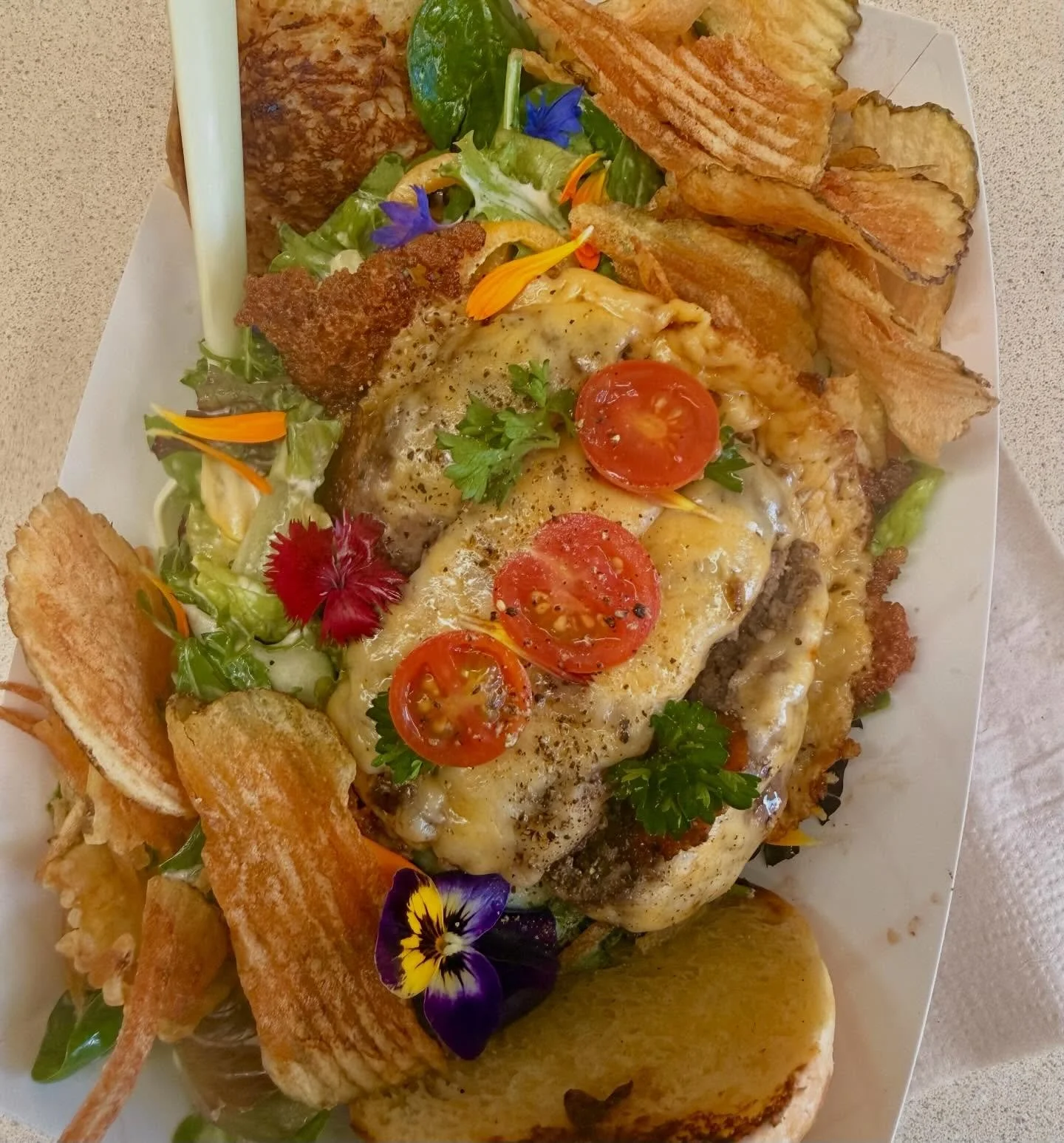Luncheonette Cheeseburger Salad. 
#local #organic #delicious #downtownmedford #happyluncheonette
