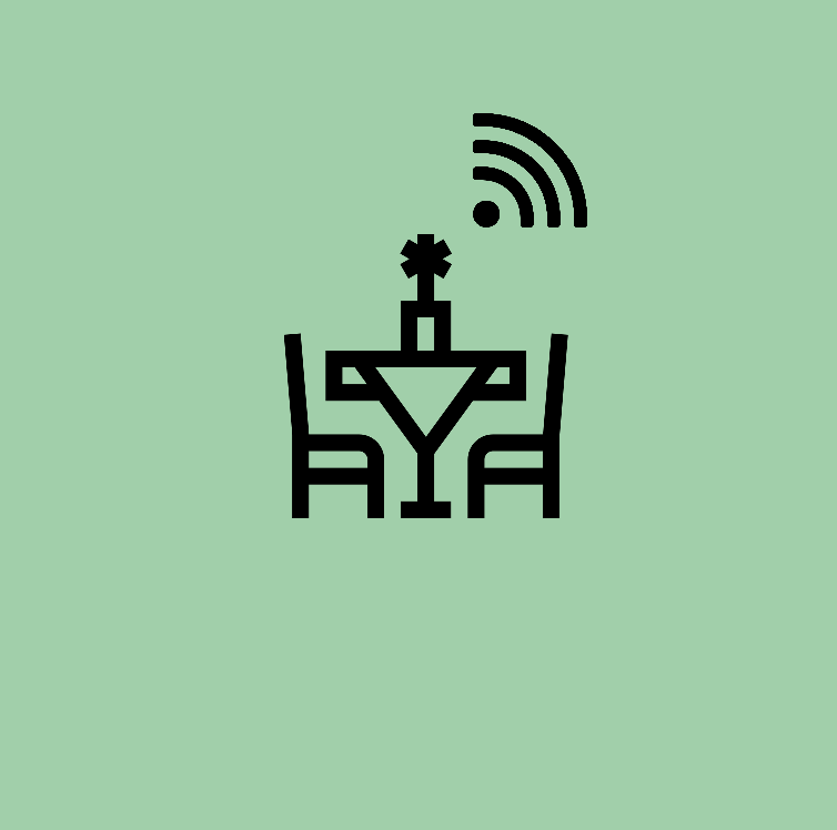 Every table is affixed with a small sensor that is broadcasting while a guest is sitting at it. Employee's have a corresponding sensor in their apron.