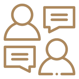 Icon of two people in conversation