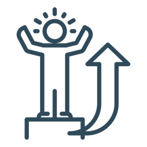 Icon of a confident person with raised arms