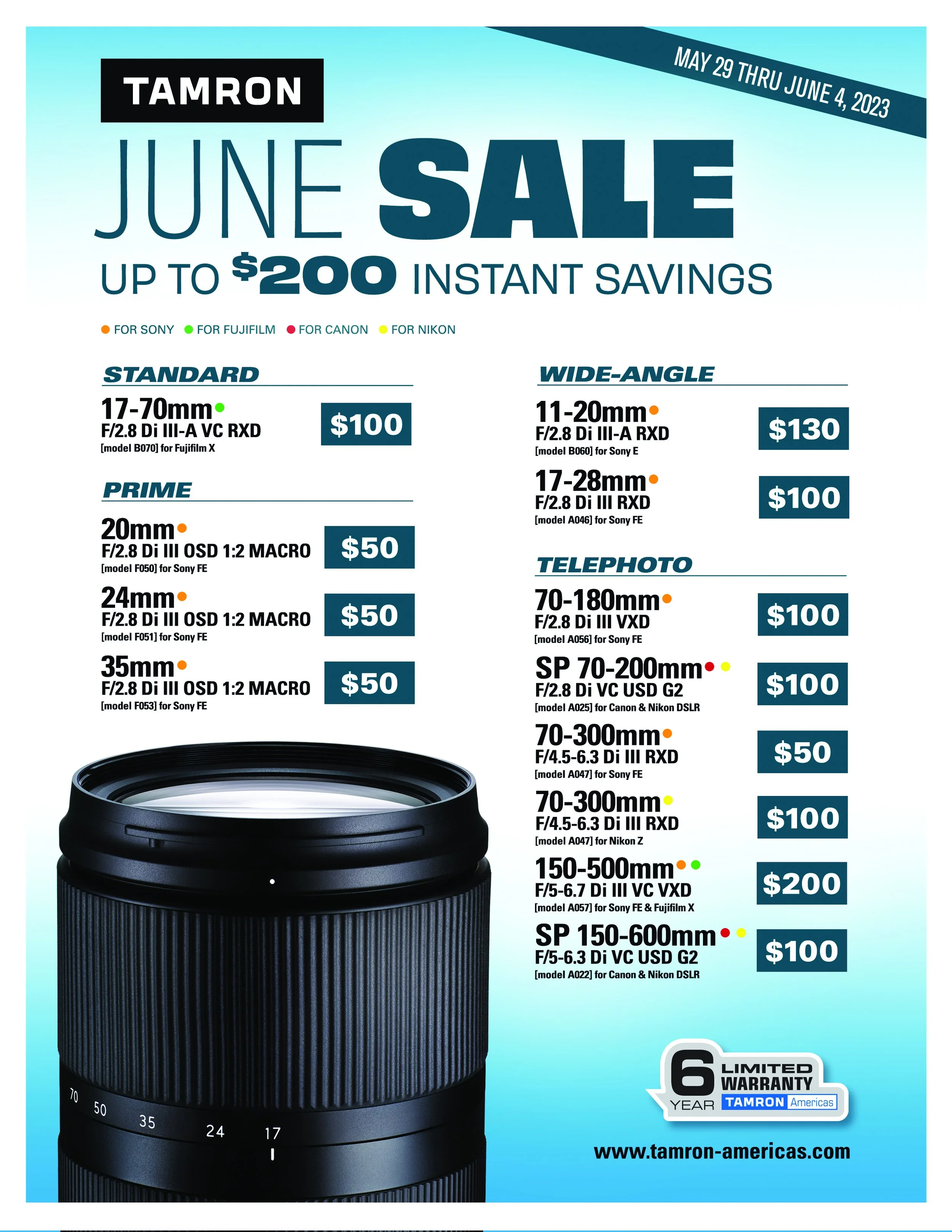Tamron Specials & Rebates — Humble Camera Center