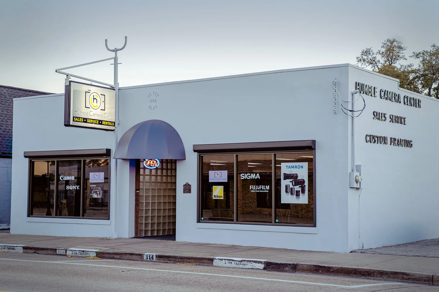 Used and vintage cameras on display at Humble Camera