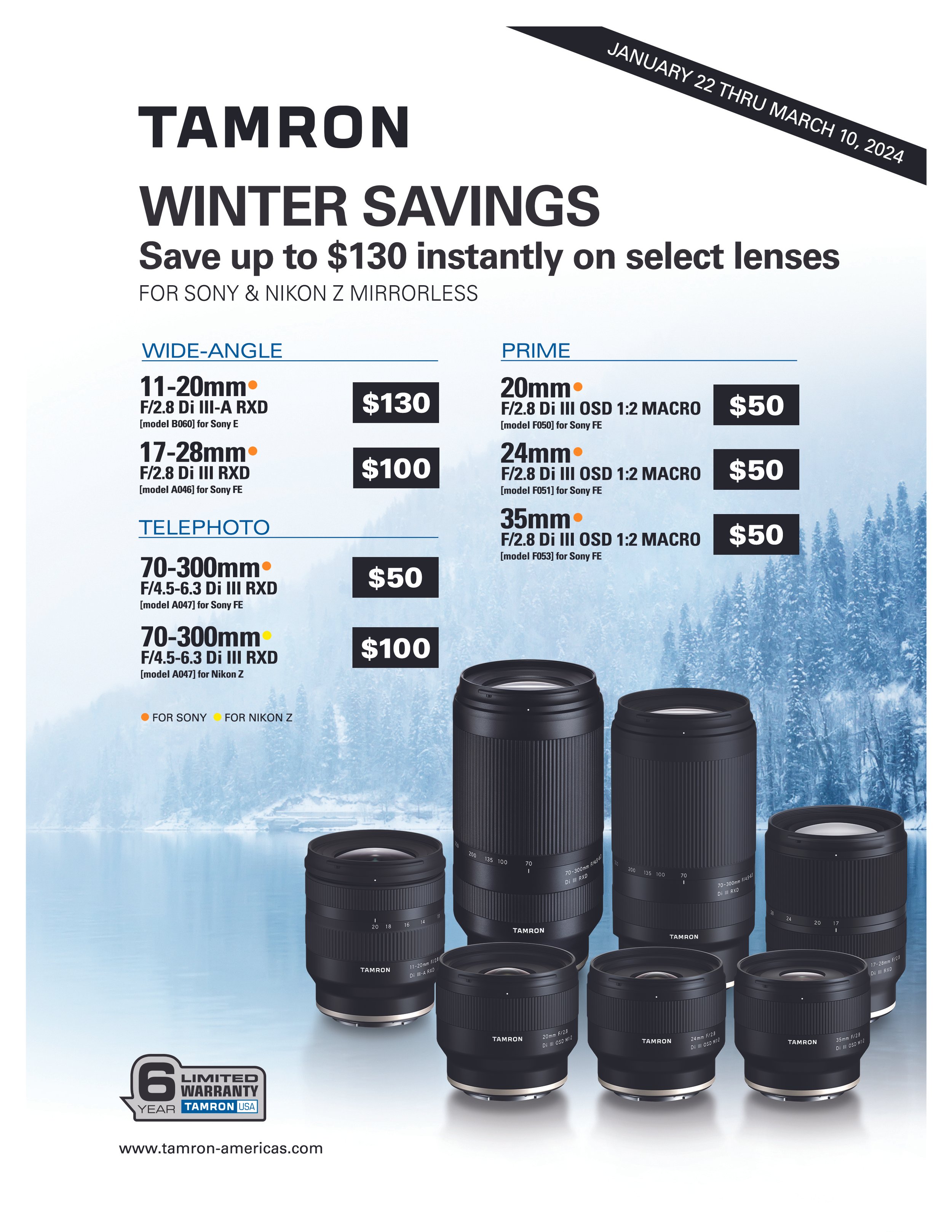 Tamron Specials & Rebates — Humble Camera Center