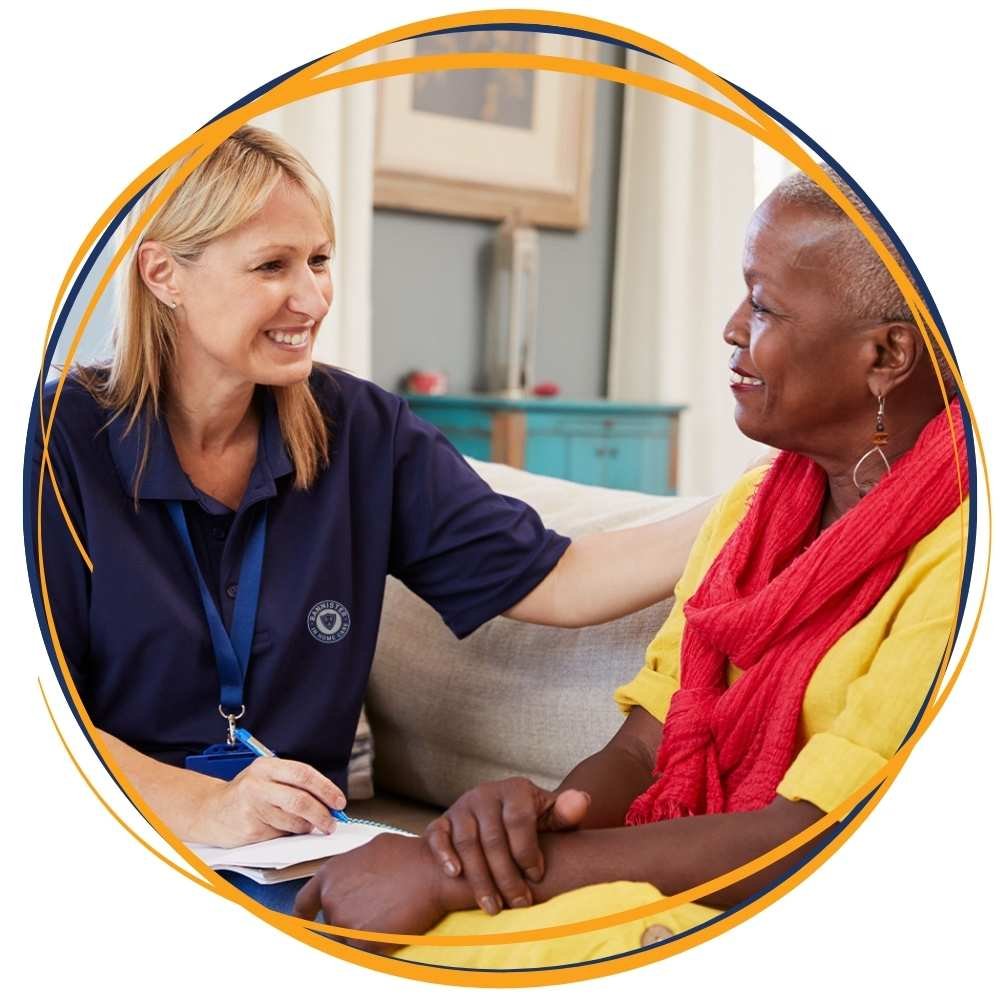 a female care partner in Sydney enjoys the first consult with a senior client, aged care 101, my aged care
