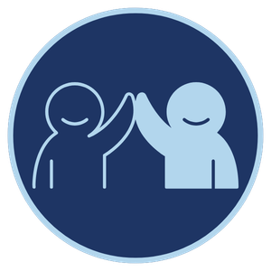 graphic of two happy people being social together, social support, kindness to elderly