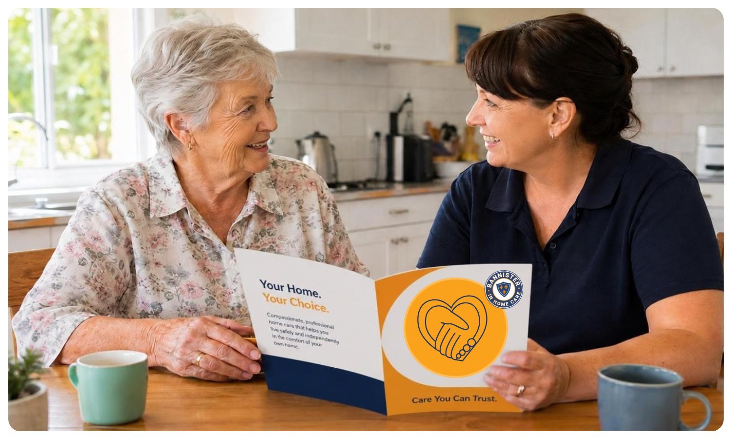 elderly woman meeting with potential support at home providers, support at home providers, looking for a support at home provider, list of support at home providers