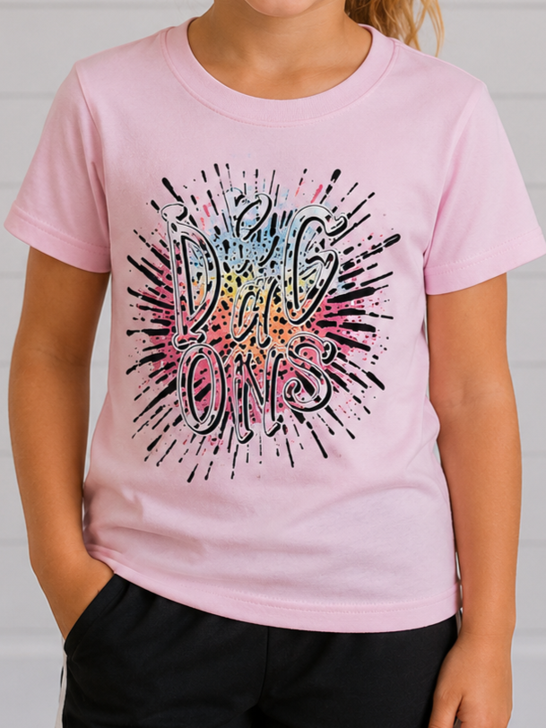 2024 Youth Pink Dragons Glitter Splatter TShirt