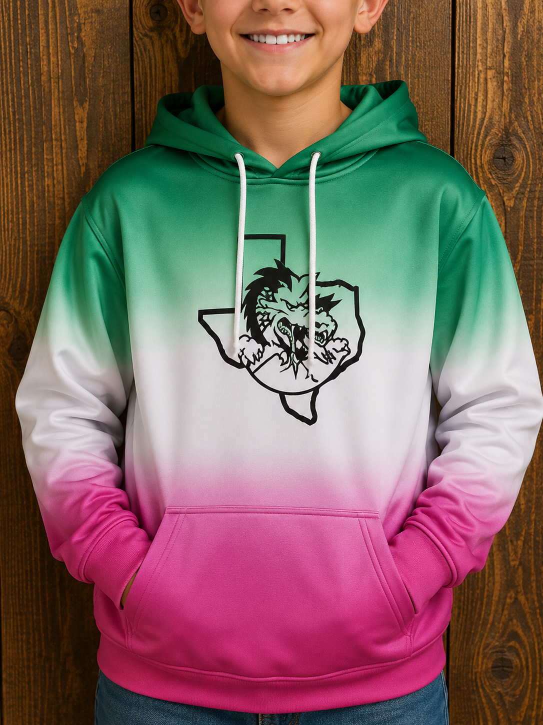 2141 Youth Boys Pink Ombré Hoodie