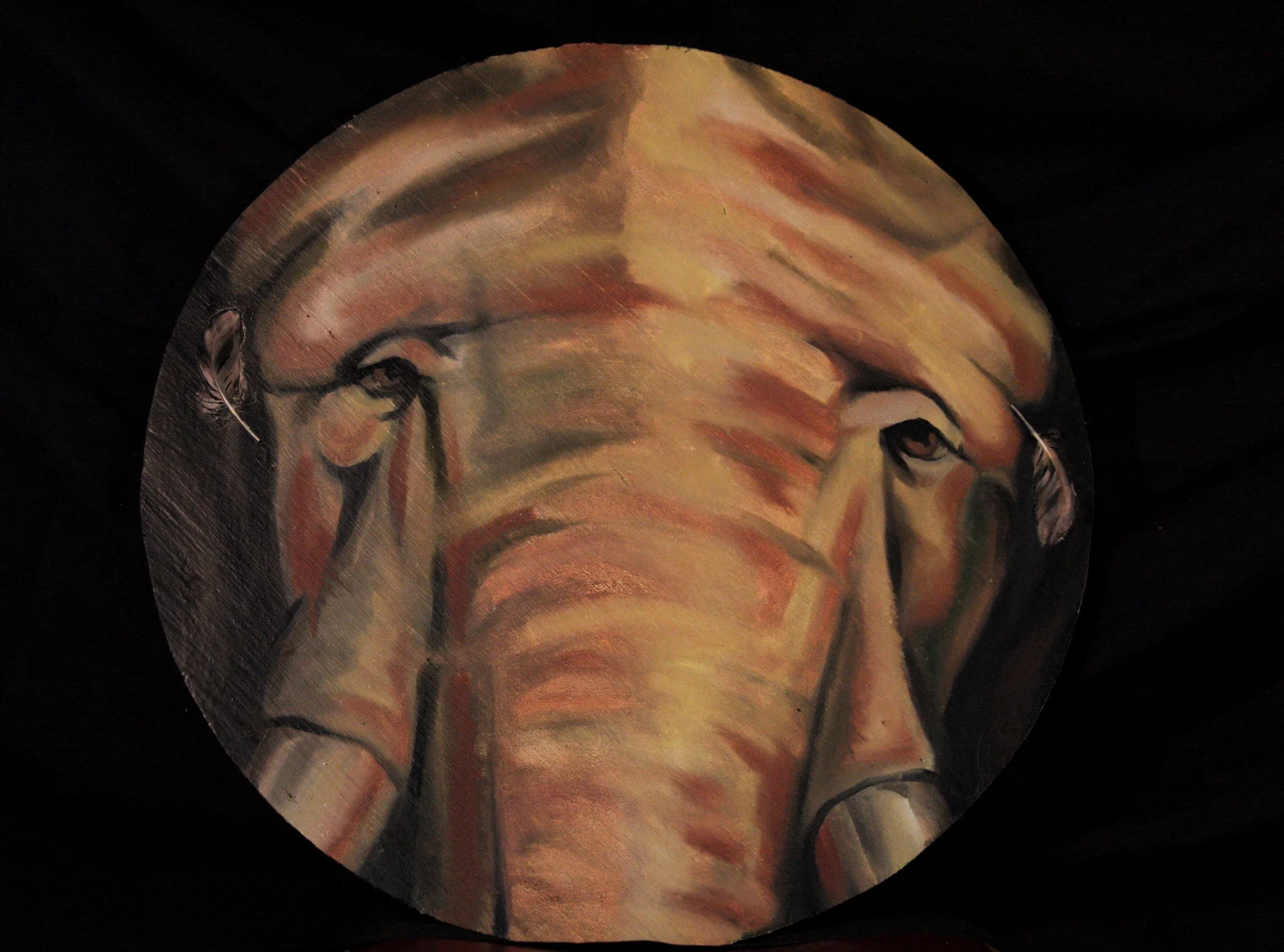 Untitled, 2009 (oil and feathers on wood)