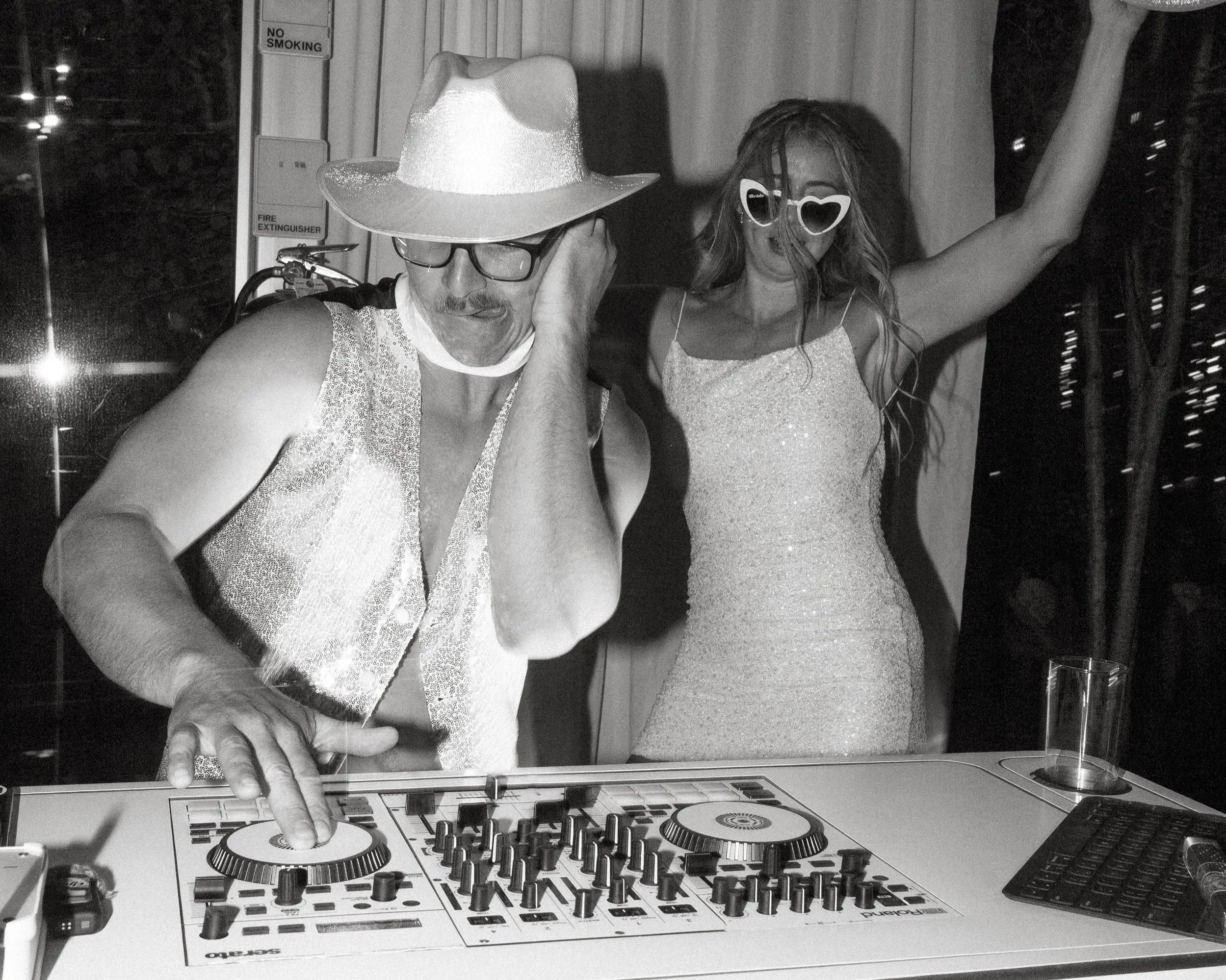 Bride & Groom Djing their wedding