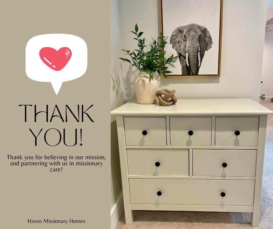Thank you Matt & Sheri Camp for the fabulous dresser for one of our bedrooms. It honestly could not have fit the space more perfectly! With this bedroom having capacity for more than one child, it will be nice to have a dresser for extra storag