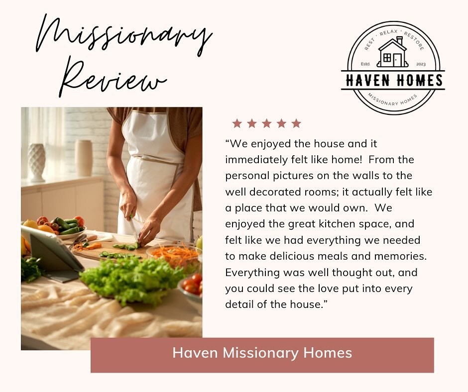 Hearing our home was such a blessing to this couple warms our hearts. ๐ฅฐ
#havenmissionaryhomes