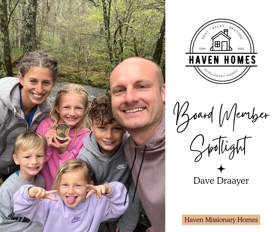 ✨Board Member Spotlight : Dave Draayer 

Meet Dave Draayer, who has served on the Haven Missionary Homes Board of Directors since early 2025.

Dave and his wife, Jillian, are the proud parents of four active children who keep them busy with sports, a