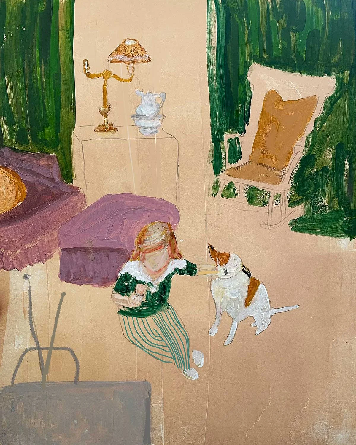 Penny and me watching tv and eating cookies at my grandparents house.