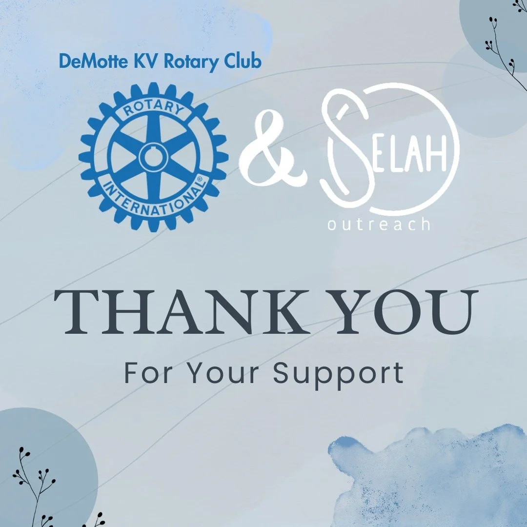 Thank you to Demotte KV Rotary Club for inviting us to share about SELAH Outreach.  We appreciate your support!