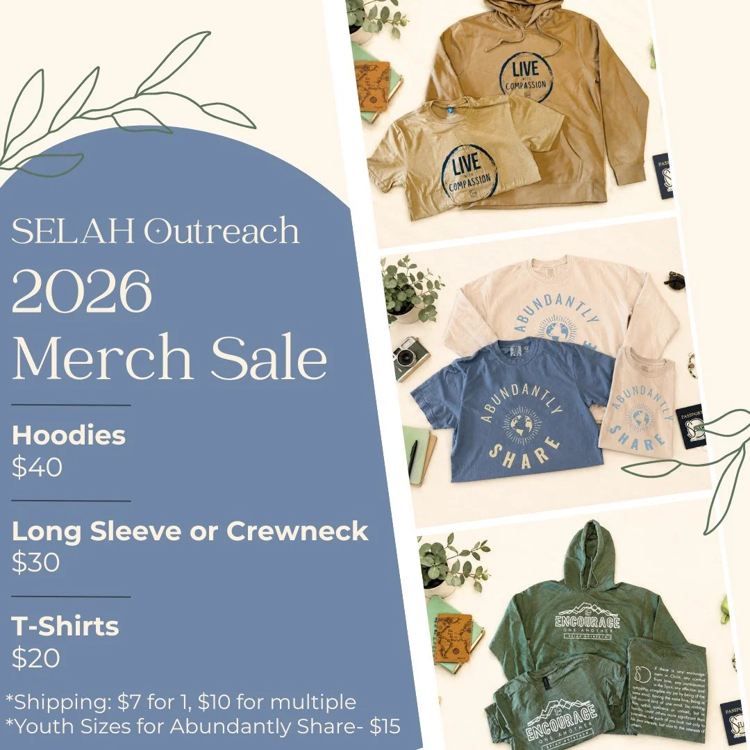 Merch has been in high demand recently so we just received a full new shipment of all of our t-shirts, hoodies, crews &amp; long sleeves.  If you would like to support SELAH Outreach by wearing merch PM us with your order.