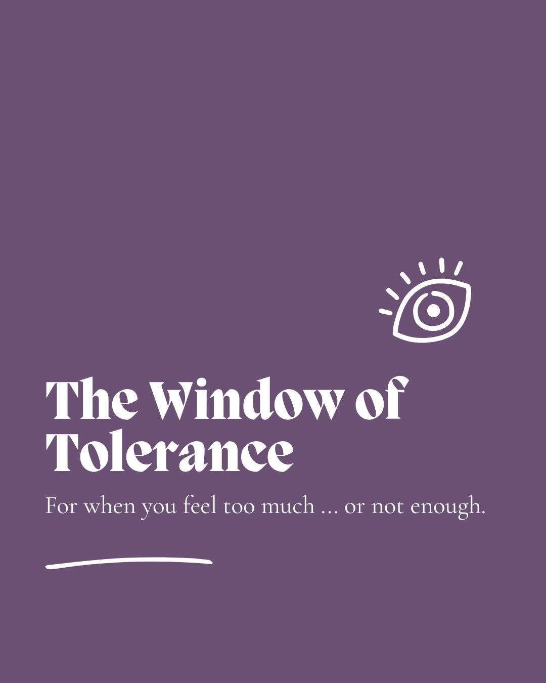 The window of tolerance // 

Or learning how to measure and control how much noise our system can handle!

This concept was coined by Dr Dan Siegel as a way of explaining how we find the sweet spot where we can handle the intensity of our experience 