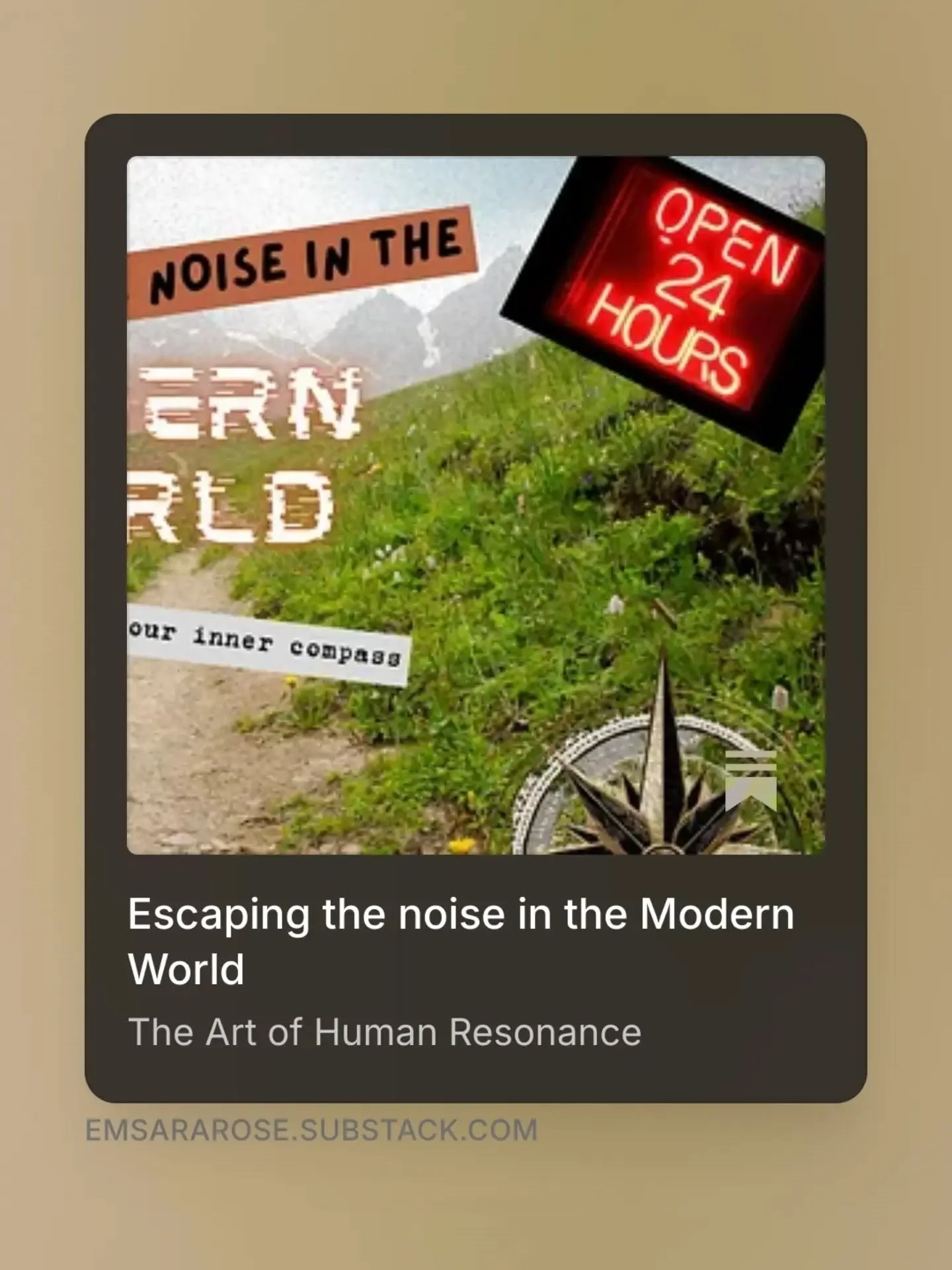 Too much time in the modern world feels like standing on a street corner surrounded by neon signs, megaphones, and algorithms scrambling for your attention.

Before we&rsquo;ve even had ten seconds to sit with our own mind, our original thoughts get 