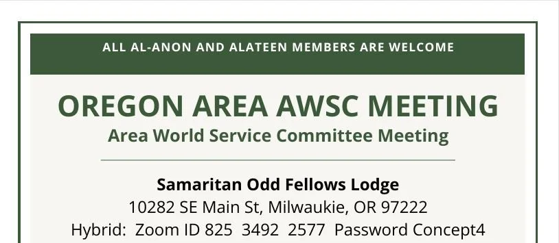 Oregon Area AWSC Meeting
