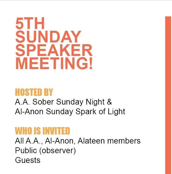 5th Sunday Speaker Meeting!