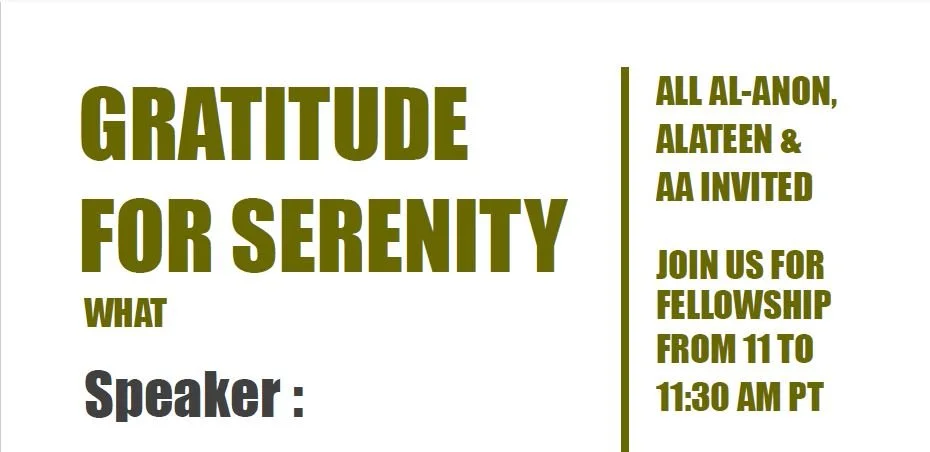 Gratitude for Serenity SPEAKER Meeting 