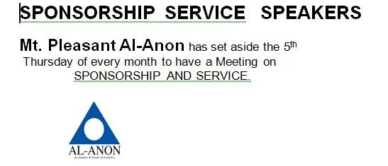 Sponsorship & Service Speakers at Mt. Pleasant AFG