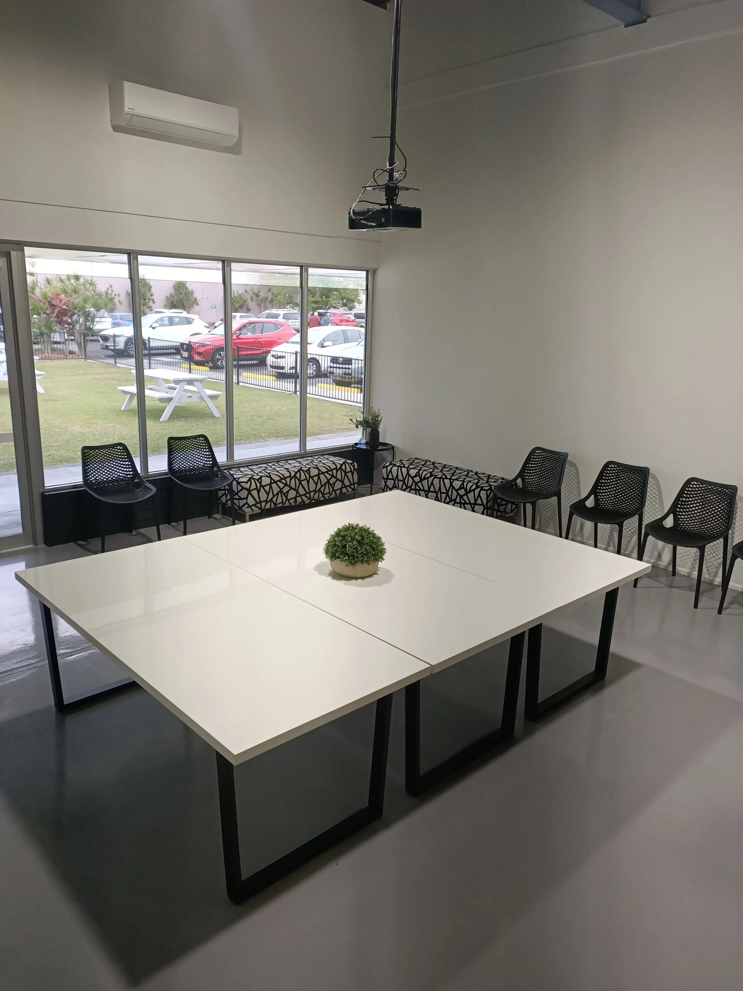 Open space with projector and natural light